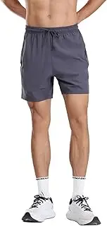 [VREMOUPO] Men High Waisted Running Shorts Stretch Quick Dry Shorts Jogging Shorts with 2 Side Zip Pockets
