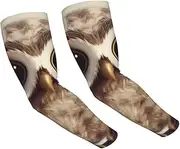 [FHEDVBN] Cute Owl Arm Sleeves Compression Arm Covers for Men Women Outdoor Sun Sleeves Cooling Sports Sleeve, Black