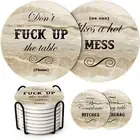 LIFVER Funny Coasters for Drinks with Holder Set of 8 Marble Style Absorbent