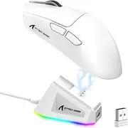 Attack Shark X11 Wireless Gaming Mouse with RGB Magnetic Charging Dock, PixArt PAW3311 Sensor, Lightweight 59g Tri-Mode Gaming Mouse, Wired/2.4G/BT, Up to 22K DPI for PC/Mac-White