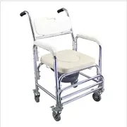 Aluminum Mobile Shower Toilet Commode Chair Bathroom Bedside Footrest Wheelchair