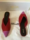 Diane Von Furstenberg DVF Suede Mules Shoes Slipper Slides Red Pink UK3.5 EU36.5
