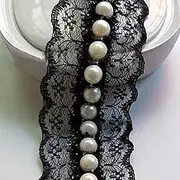 Lace Ribbon，Lace Trim， lace Ribbon Beaded Lace Trims, 5 Yards Exquisite White/Black Ribbons DIY Hair Bow Making Supplies for Garment Sewing Accessories(7mm White Beads 2,40mm 5 Yards)