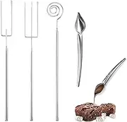 Set of 3 Chocolate Forks with Pencil Spoon, Chocolate Diving Fork Set, Stainless Steel Pralines Cutlery Chocolate Fork Set, DIY Chocolates Cutlery Chocolate Fork with Grid for Handmade Chocolates,