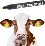 gernie Ear Tag Marking Pen, Livestock Ear Tag Marker Pen with Waterproof Ink, Black Ink Cattle Sheep Horse Donkey Pig Identification