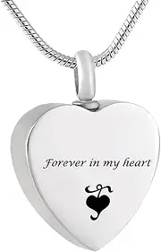 BIAIHQIE Stainless Steel Heart Shape Keepsake Pendant Necklace Cremation Jewelry for Ashes Pendant Memorial Urn for Human Pet Ashes-AAA_a