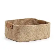 Handwoven Rectangular Shape Jute Box Basket Bins For Towels & Toys Beige Color