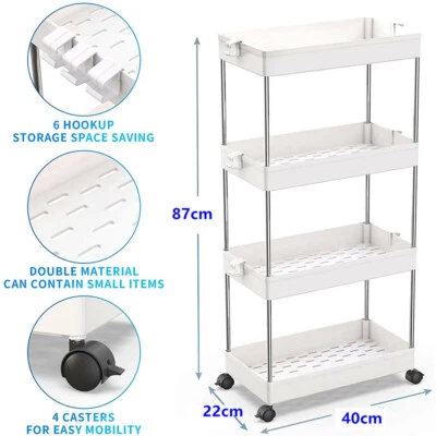 4 Tier Hair Salon Beauty Trolley Wheel Stand Mobile Cart Rolling Trolley Storage
