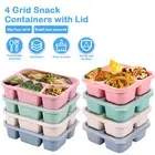 4 Pack Kids Snack Containers with Lid 4 Compartment Bento Box Lunch Snack ▦