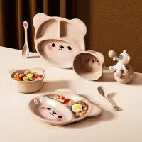 在飛比找蝦皮購物優惠-快樂熊兒童餐具 碗盤傢用送禮 可愛小熊飯碗 卡通餐盤勺子元氣