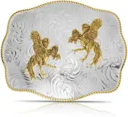 Montana Silversmiths XL Engraved Scalloped Buckle W/ Fighting Roosters