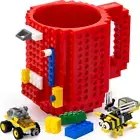 Build-On Brick Mug Bpa-Free Funny Coffee Mug with 3 Packs of Building Bricks, Fu