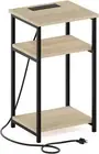Furinno Moretti 3-Tier USB and Type-C Charging Port Open Storage Side Table, 13.