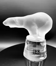 VTG CRYSTAL CRISTAL SEVRES FRANCE FROSTED GLASS POLAR BEAR FIGURINE PAPERWEIGHT