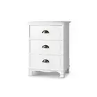 Bedside Table 3 Drawers Vintage THYME White Artiss
