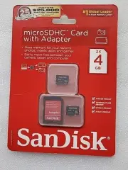 SanDisk 2 X 4GB microSD card with an adapter