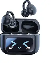 M100 Clip On Ear Headphones with Audio-Visual Future Touch Screen, Sport Headphones for Music/Phone Calls,Open Ear Wireless Earbuds (Black)