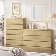 Merryluk 11-Drawer Chest of Drawers – Large Oak Dresser Storage Cabinet for Bedroom, Living Room, Closet, or Hallway – Modern Wooden Organizer Unit with Ample Storage