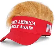 [GODVINTAGE] Trump 2024 Hat with Hair,Donald Trump Make America Great Again Wig Hat Embroidered Ultra Adjustable MAGA Baseball Cap