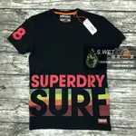 跩狗嚴選 極度乾燥 SUPERDRY T-SHIRT 黑色 純棉短袖 上衣 T恤 雙面 LOGO 衝浪彩虹 HZ