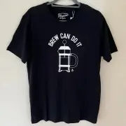 Original Penguin Graphic Short Sleeve Black White Brew Can Do It Size M NWT