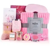 Self Care Gift Baskets for Women: Get Well Soon Care Packages with Blanket Pink
