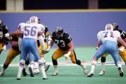 Offensive lineman Craig Wolfley Pittsburgh Steelers blocks against- Old Photo