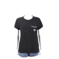 在飛比找Yahoo奇摩購物中心優惠-KENZO Tiger 虎頭刺繡撞色邊黑色短袖Tee T恤(