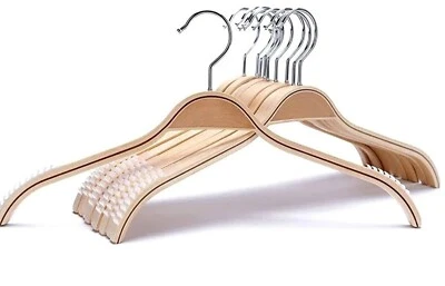 Js light weight non slip wooden hangers Packs Of 10