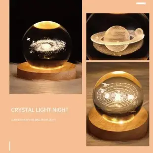 [台灣現貨快出] 星球3D雕刻水晶球 發光水晶球 水晶球 小夜燈 LED燈 聖誕節 情人節 交換禮物 - 暖暖好日