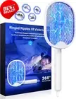 Mosquito Zapper Electric Fly Swatter 3000V Rechargeable Foldable Bug Racket