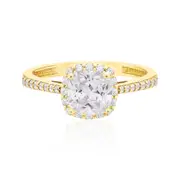 9ct Yellow Gold Round Cut Wheat Cubic Zirconia Ring
