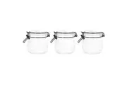 3x Lemon & Lime Fido Stripe 600ml 11cm Glass Clip Jar Canister Container Clear