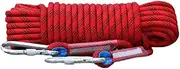 Oimzzr 10mm Climbing Rope for Adults with Double Hook Durable for Rock Climbing Tree Climbing Gym and Outdoor Adventures Red 20m