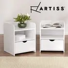 Artiss 2X Bedside Table Drawers Side Table Storage Cabinet Nightstand White FARA