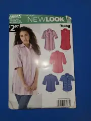 6309 New Look Sewing Pattern Misses Women's Button Front Blouse Top Sleeve