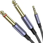 MOSWAG 3.5mm 1/8" TRS to 2 x 6.35mm 1/4" TS Mono Y Cable 3.28FT/1Meter Splitter Cable Compatible with Phone,iPod,Laptop,CD Players,Power Amplifier,Mixer,Home Stereo Systems