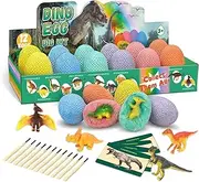 Dinosaur Egg Dig Kit – 12 Colourful Dino Eggs with Digging Tools & Learning Cards, STEM Science Toy for Kids, Fun Excavation & Fossil Discovery Set