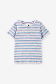 [Cotton On Kids] Cotton On Kids - Raya Baby Tee - Rainbow sky stripe rib 7 RAINBOW SKY STRIPE RIB