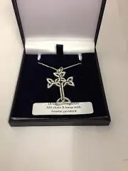 Celtic Tree Of Life CIC Pewter Emblem 925 sterling silver Necklace 16-30"
