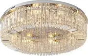 Crystal Chandelier Flush Mount Ceiling Light, Modern K9 Crystal Ceiling Lighting Fixture for Living Room Bedroom Dining Room Kitchen Hallway, E14 Fitting, Elegant Light for UK Home Decor (Silver,60CM)