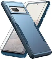 Asuwish Phone Case for Google Pixel 7 5G with Tempered Glass Screen Protector Cover and Slim Thin Hybrid Full Body Protective Dual Layer Back Cell Accessories Pixel7 Pixle Seven 6.3 Women Men Blue