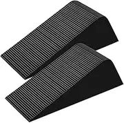 Large Rubber Door Stoppers Wedge for Bottom of Door, Tall up to 2 Inch, 2-Pack Non-Slip Doorstops for Floor, Black Big Sturdy Doorstop for Home Office School Commercial Use