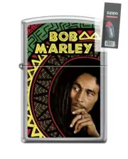 Zippo 3921 Bob Marley Street Chrome Finish Lighter + FLINT PACK