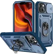 Designed Case for iPhone 13 Mini, with Slide Camera Cover & Kickstand, Shockproof Compatible for iPhone 13 Mini (5.4 inch) case (Blue)