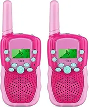 Walkie Talkies for Kids 22 Channels 2 Way Radio Toy with Backlit LCD Flashlight, 3 KMs Range for 3-12 Year Old Boys Girls Outside, Camping, Hiking (2 Pack, Red)