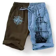 Men's Graphic Color Block Boat Shorts Summer Shorts Beach Shorts Mid Waist Streetwear Hawaiian Designer Casual Daily Holiday Elastic Waist 3D Print Drawstring