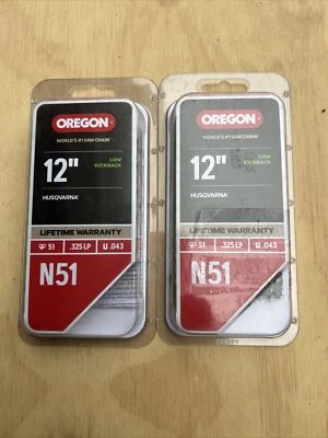 Oregon Husqvarna Chainsaw Chain 12” Set of 2 N51 New