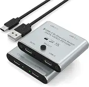 8K USB C Switch for 2 Computers - Bi-Directional KVM Switch for 8K@60Hz/4K@144Hz Video Transfer, 100W Charging, 10Gbps Data, With Power Cable