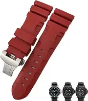 [DJDLFA] Nature Rubber 24mm Watch Band For Panerai Submersible Luminor PAM Black Blue Red Orange Strap Butterfly Clasp